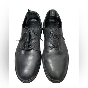 All Saints Tor Oxford Combat Shoes Black Calf Leather Chunky Portugal Mens 41